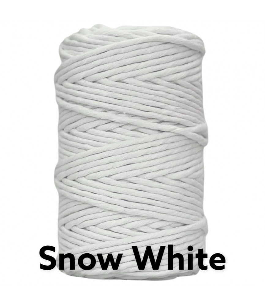 White Snow 5mm single twisted cotton cord 100 metres