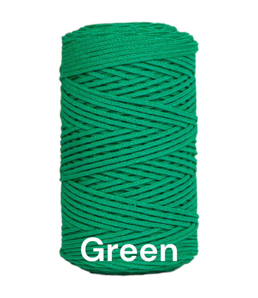 Green 2-3mm Braided Cotton Cord 200 metres