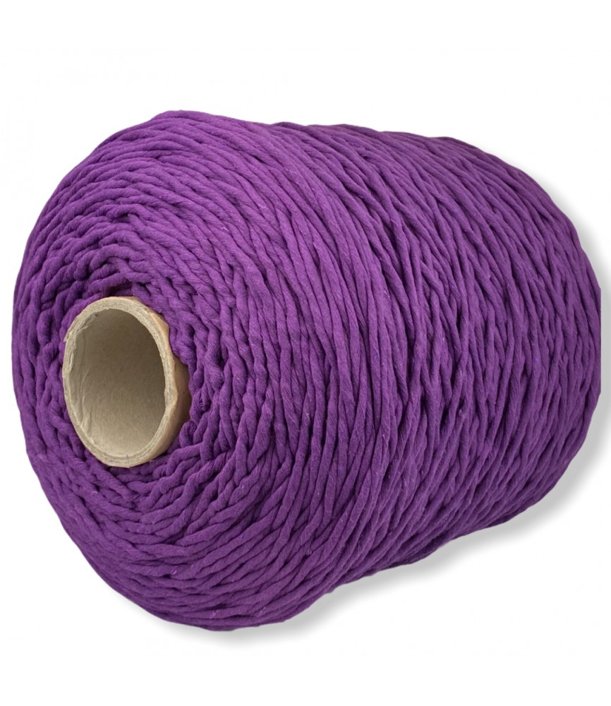 Purple 5mm single twisted cotton cord 1000 metres reel